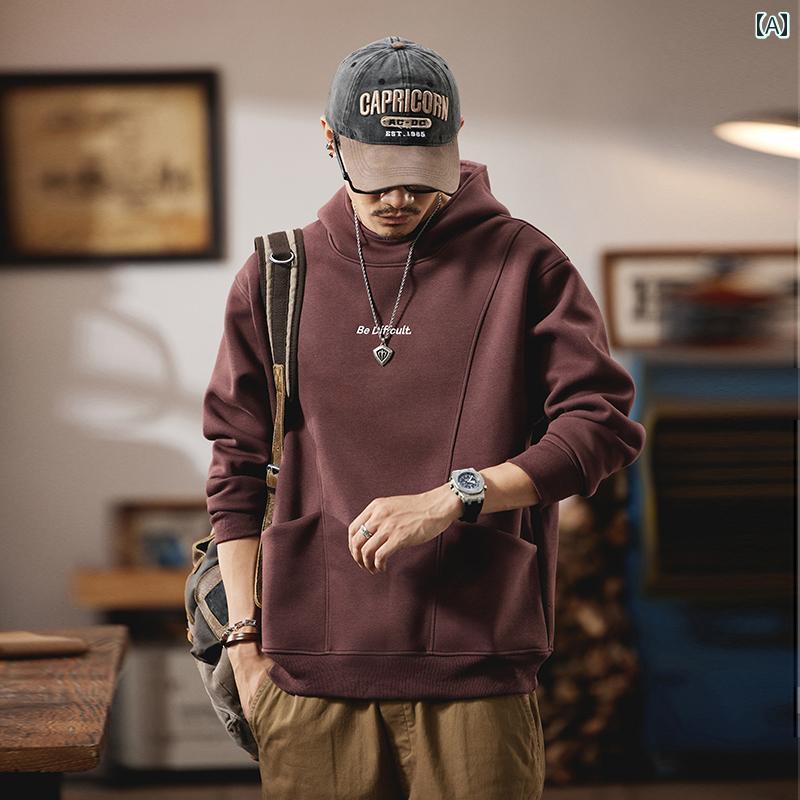 メンズ 流行り物 服 成人男性用 オシャレ 分かりやすい 成年者 かっこいい 表どおり  朦々たる 赤いこと ボンネット付き添い人 トレーナー 分かりやすい 心地好い 運動競技 パーカー 上衣