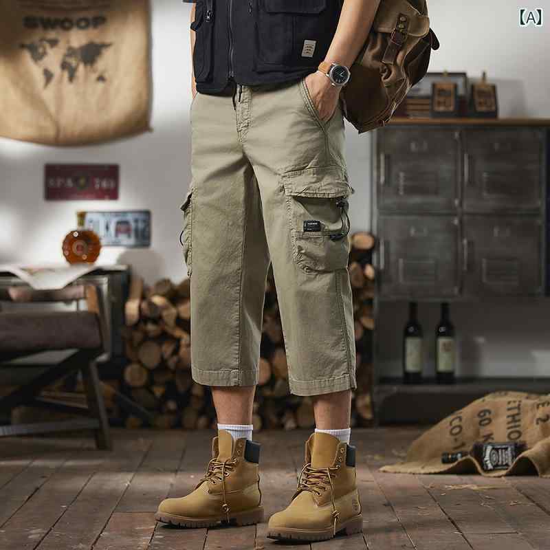 メンズ ファッション 服 男性用 オシャレ シンプル 大人 かっこいい ストリート アメリカン 八分丈 カジュアル パンツ 薄手 ゆったり ストレート パンツ