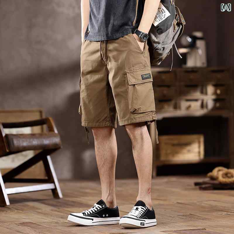 メンズ ファッション 服 男性用 オシャレ シンプル 大人 かっこいい ストリート アメリカン ワークパンツ 薄手 マルチ ポケット カジュアル パンツ 綿 ストレッチ 大きいサイズ ブリーチーズ パンツ