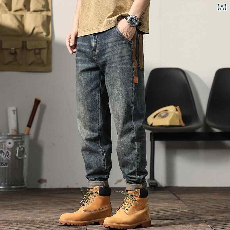 メンズ ファッション 服 男性用 オシャレ シンプル 大人 かっこいい ストリート ベルベット ジーンズ ゆったり ストレート レッグ テーパード レトロ アメリカン 大きいサイズ カジュアル パンツ