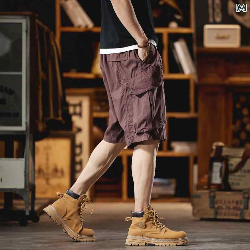 メンズ ファッション 服 男性用 オシャレ シンプル 大人 かっこいい ストリート アメリカン ワークパンツ ストレート ポケット カジュアル 五分丈 パンツ