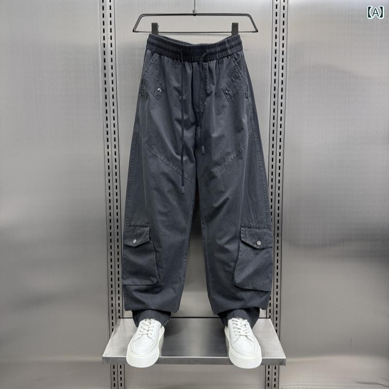 メンズ ファッション 服 男性用 オシャレ シンプル 大人 かっこいい ストリート レトロ パンツ ウォッシュ コットン アメリカン カジュアル パンツ マルチ ポケット ワークウェア ストレート パンツ