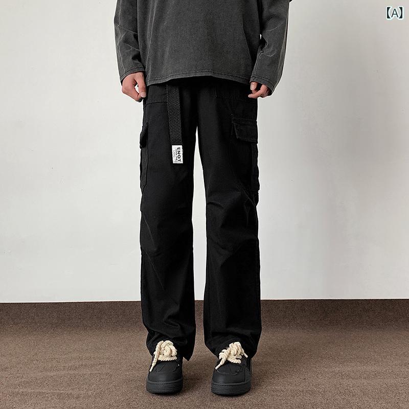 メンズ ファッション 服 男性用 オシャレ シンプル 大人 かっこいい ストリート アメリカン プリーツ ワークウェア カジュアル パンツ クリーン フィット 快適 ジーンズ ストリート 無地 ストレート パンツ