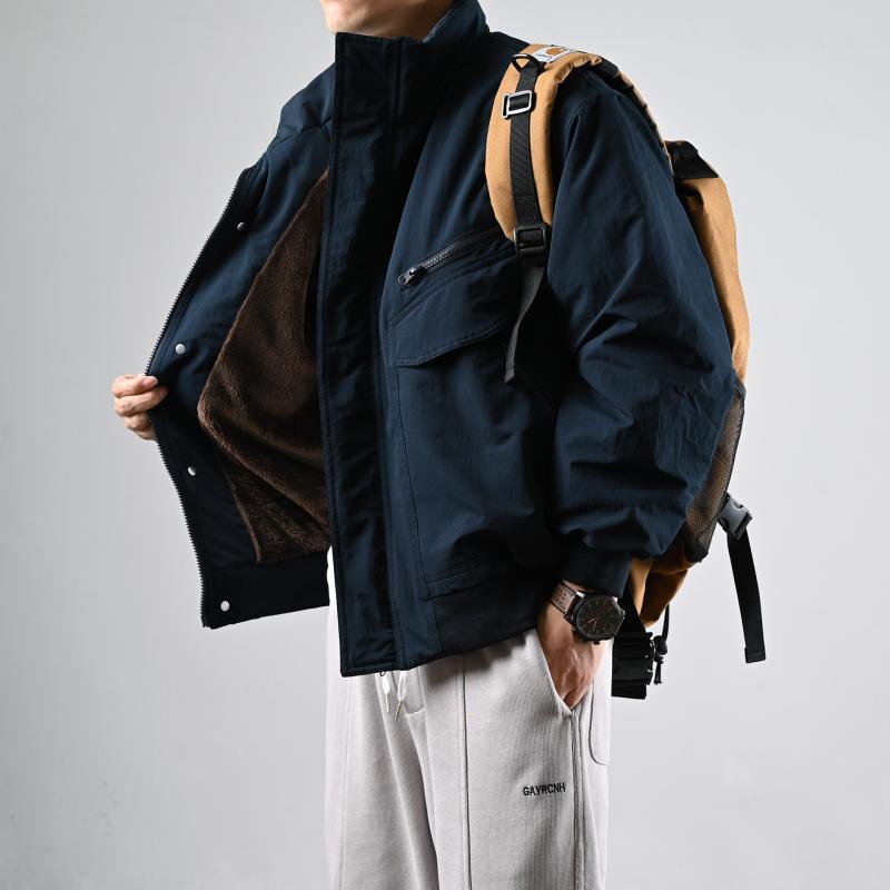 メンズ ファッション 服 男性用 オシャレ シンプル 大人 かっこいい ストリート 紳士服 アメリカン レトロ スタンドカラー コットン ジャケット フリース ジャケット ワークウェア マルチ ポケット 快適 ゆったり アウター 9,681円