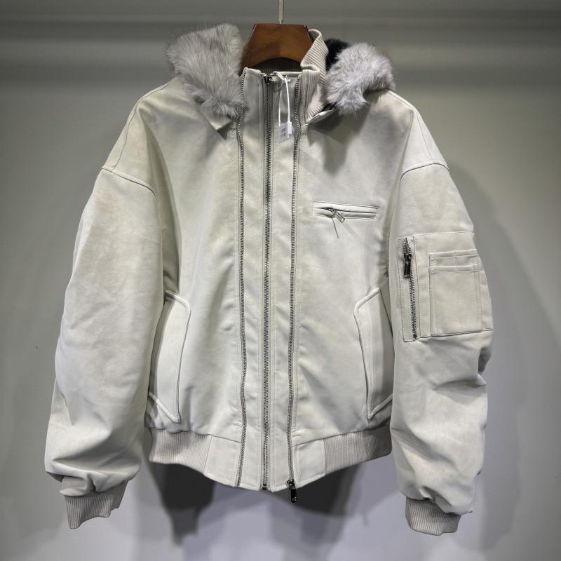 メンズ 流行り物 服 成人男性用 オシャレ 分かりやすい 成年者 かっこいい 表どおり 成人男性服  アメリカン レトロ フリース ボンネット付き添い人 PUなめし革 上衣 綿織物 厚地の外套 ゆったり 心地好い アウター 冷やりとした 今めかしい
