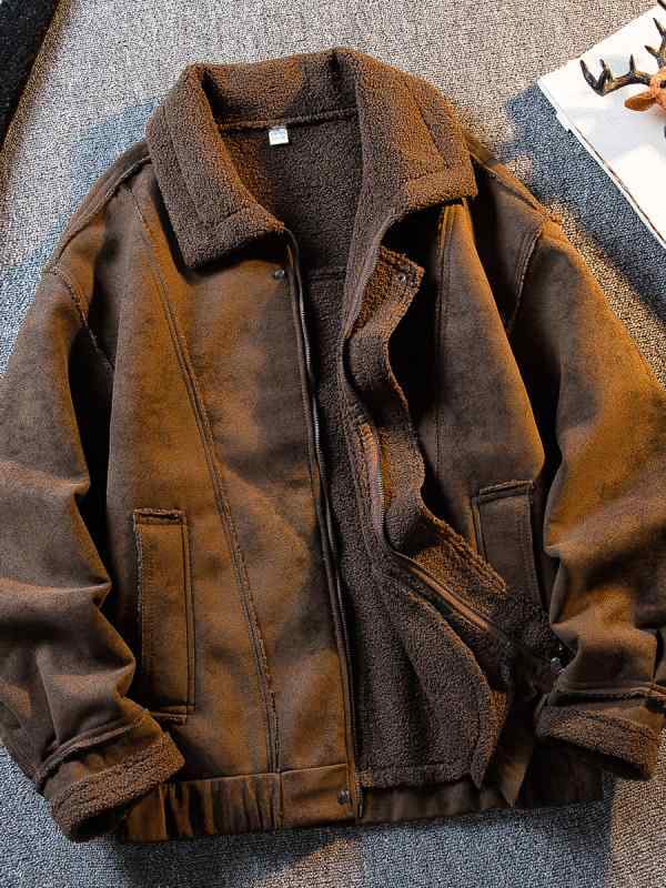 メンズ ファッション 服 男性用 オシャレ シンプル 大人 かっこいい ストリート 紳士服 スエード PUレザー ジャケット カラー ラム ウール