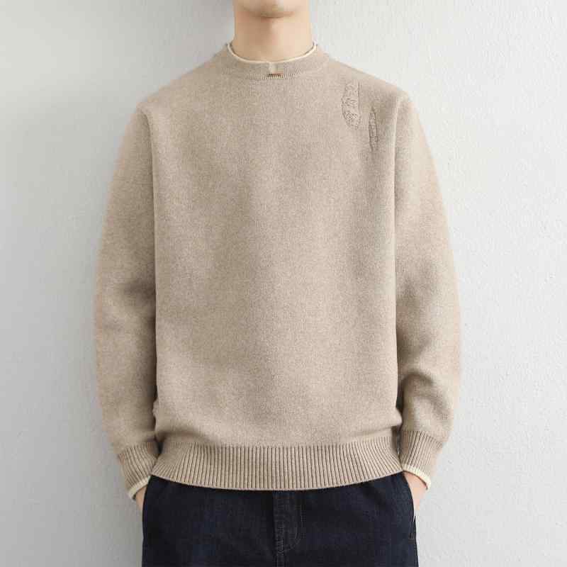 メンズ ファッション 服 男性用 オシャレ シンプル 大人 かっこいい ストリート 紳士服 フェイクツーピース セーター ラウンドネック ニットウェア アウトセーター