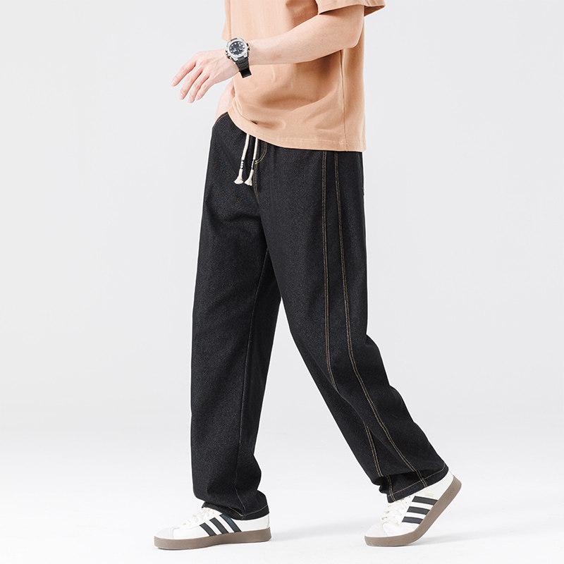 メンズ ファッション 服 男性用 オシャレ シンプル 大人 かっこいい ストリート 紳士服 ジーンズ フィット ストレートレッグ コットン ブラック カジュアル パンツ