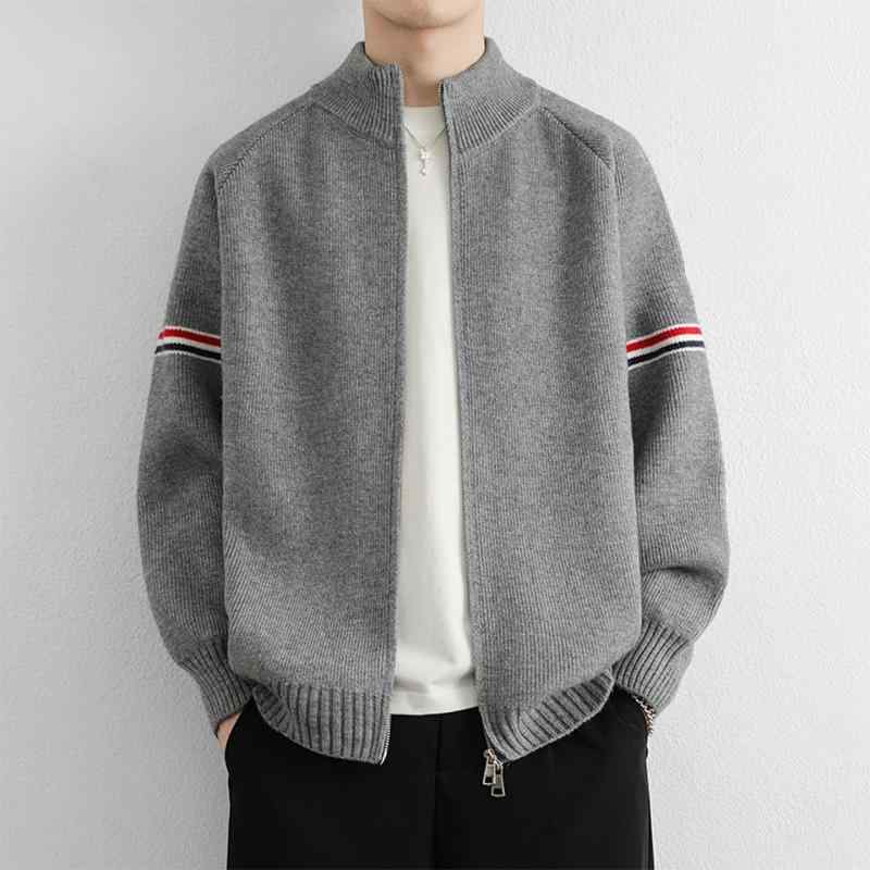 メンズ 流行り物 服 成人男性用 オシャレ 分かりやすい 成年者 かっこいい 表どおり 成人男性服  縞模様 ジレー スウェーター ハイネック 編み物 ジレー 冷やりとした 今めかしい 厚地の外套