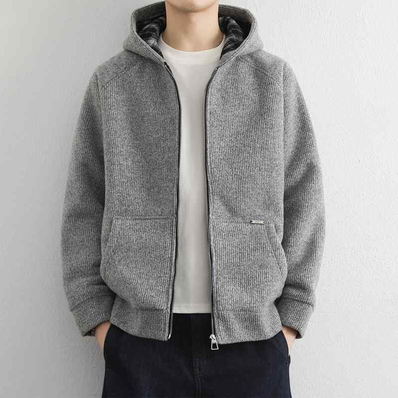 メンズ 流行り物 服 成人男性用 オシャレ 分かりやすい 成年者 かっこいい 表どおり 成人男性服  フリースニットフード 上衣 心地よい 好いたらしい フリース プルオーバー 上衣 ジレー