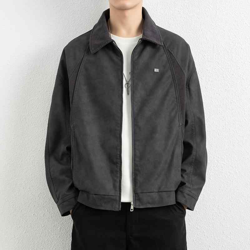 メンズ 流行り物 服 成人男性用 オシャレ 分かりやすい 成年者 かっこいい 表どおり 成人男性服  PUなめし革 上衣 PUなめし革 上衣 細工物御召しもの 厚地の外套