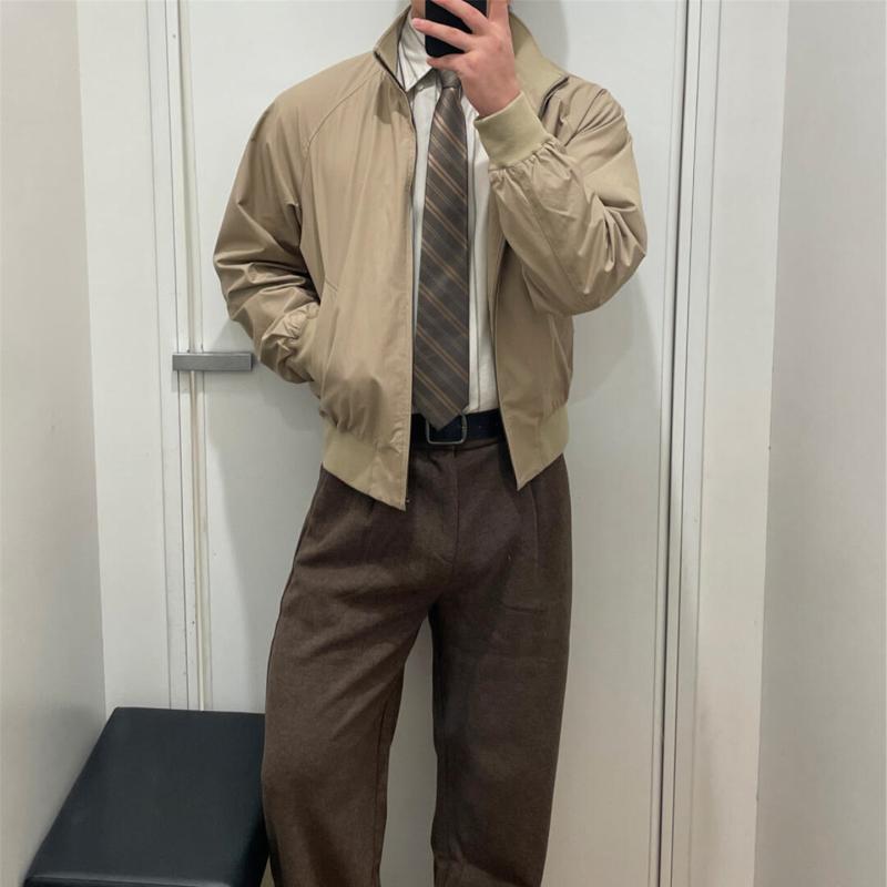 メンズ ファッション 服 男性用 シンプル かっこいい 大人 ストリート カジュアル ビジネス 通勤 レディース ハリントン スタンドカラー 長袖 ジップアップ ジャケット