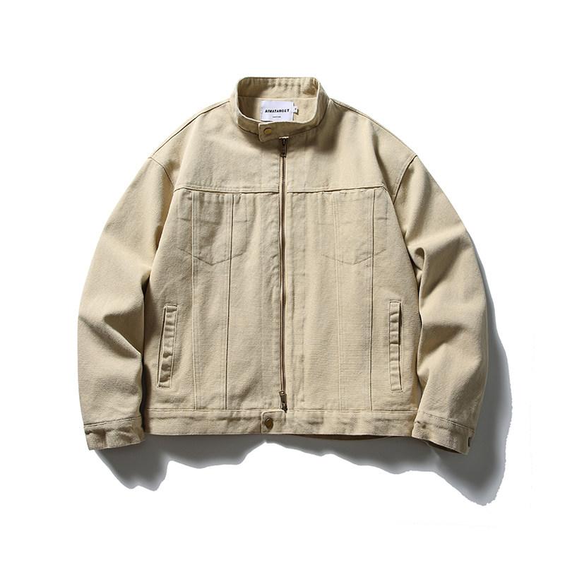 メンズ 流行り物 服 成人男性用   分かりやすい かっこいい 成年者 表どおり 心地よい 商行為 通い アメリカン レトロ ウォッシュ 帆布 細工物御召しもの 上衣 レディース ゆったり 心地よい ハリントン