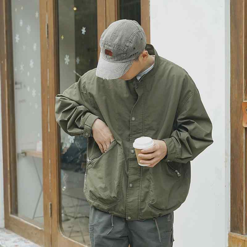 メンズ 流行り物 服 成人男性用   分かりやすい かっこいい 成年者 表どおり 心地よい 商行為 通い ダブル 衣嚢 照明ランプ色合い 細工物お召しもの 上衣 アーミーグリーン ウォッシュ 年寄りの ファスナー ゆったり M65 上衣