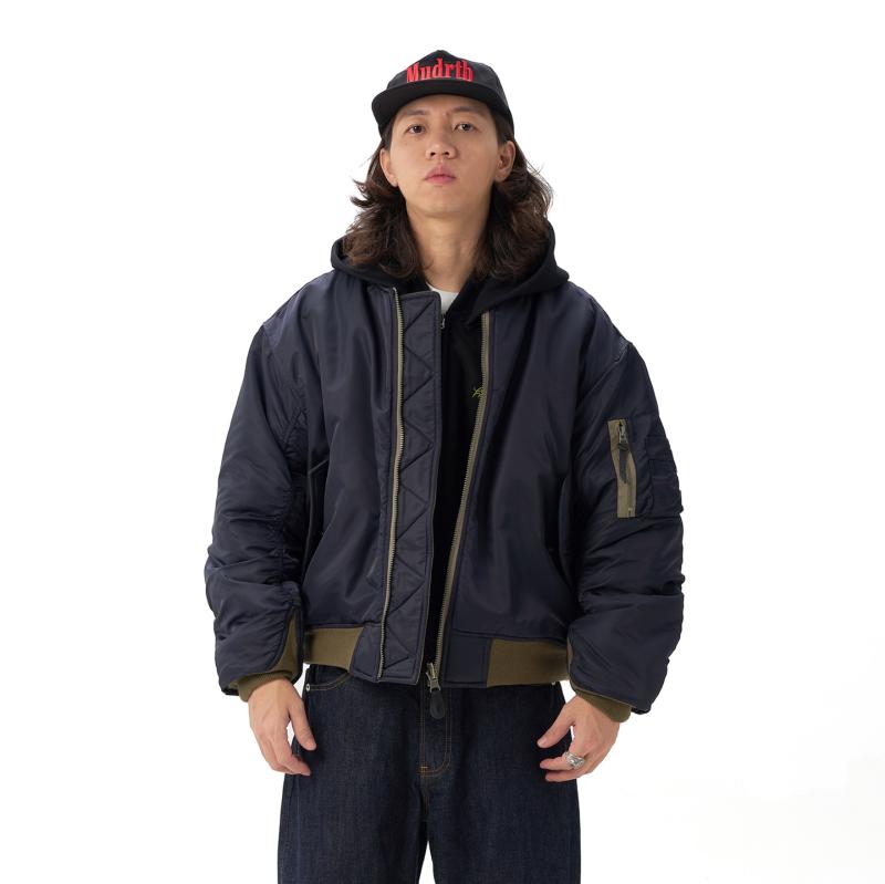 メンズ ファッション 服 男性用 シンプル かっこいい 大人 ストリート カジュアル ビジネス 通勤 中綿 リバーシブル レトロ カジュアル フライト ジャケット