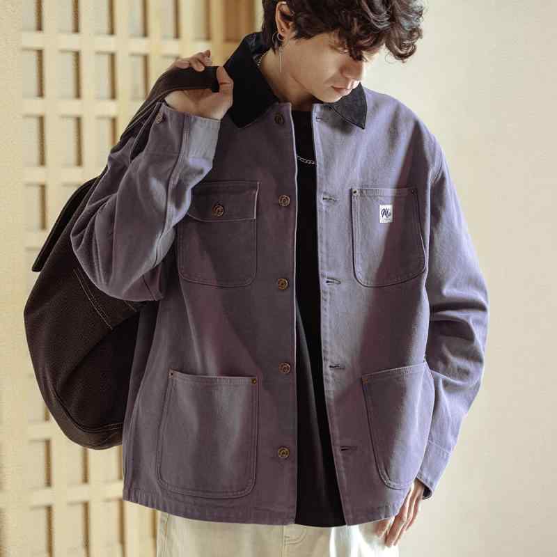 メンズ ファッション 服 男性用 シンプル かっこいい 大人 ストリート カジュアル ビジネス 通勤 ミシガン ハンティング ジャケット ヘビー ウォッシュド コットン ビーズ キャンバス カラー ポケット ワークウェア｜リコット