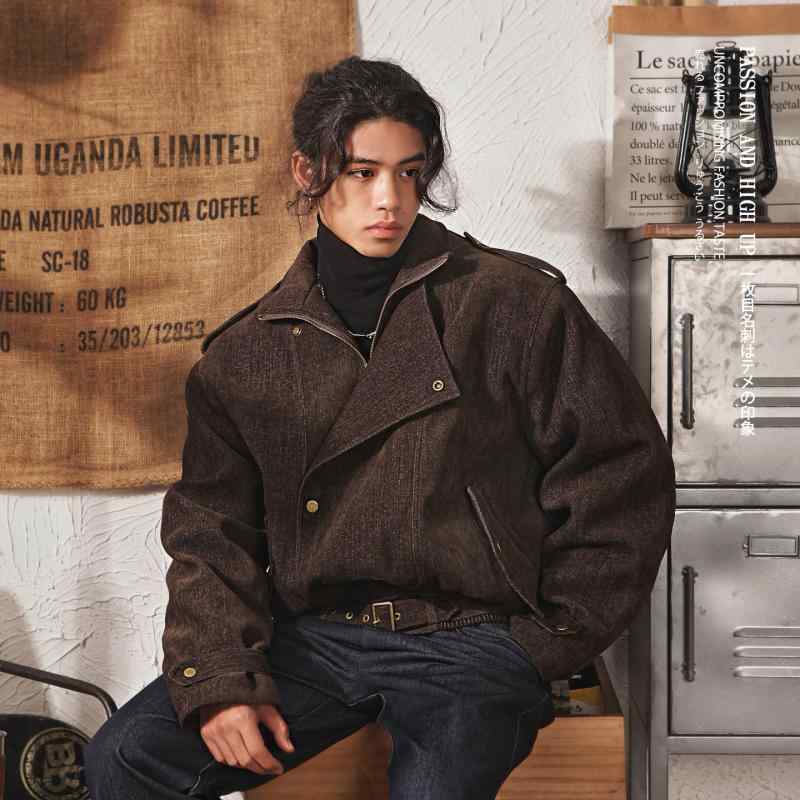 メンズ 流行り物 服 成人男性用   分かりやすい かっこいい 成年者 表どおり 心地よい 商行為 通い 成人男性用 レトロ パッド 厚地の外套 背広 色合い 心地よい 綿 上衣 ゆったり 今めかしい