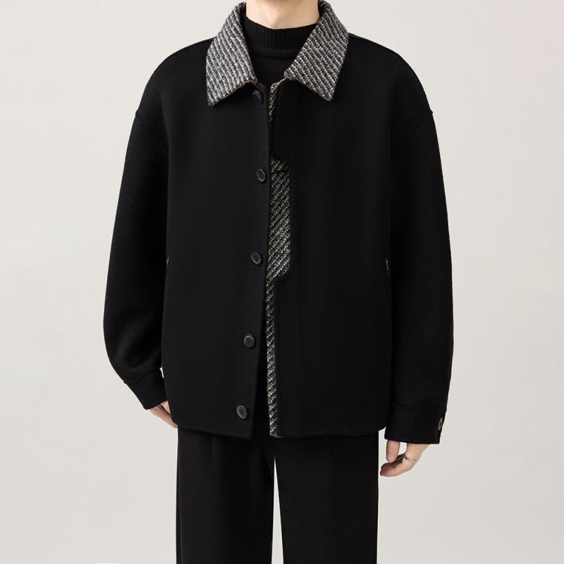 メンズ ファッション 服 男性用 シンプル かっこいい 大人 ストリート カジュアル ビジネス 通勤 カラー ブロック ダブルフェイス ウール ジャケット カジュアルスタイリッシュ コート