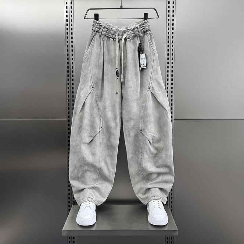 メンズ ファッション 服 男性用 シンプル かっこいい 大人 ストリート カジュアル ビジネス 通勤 フリース 裏地 アメリカン カジュアル ローグ ダーティ ウォッシュ カーゴパンツ ストレート レッグ フィット ドローストリング 快適 ワイド パンツ