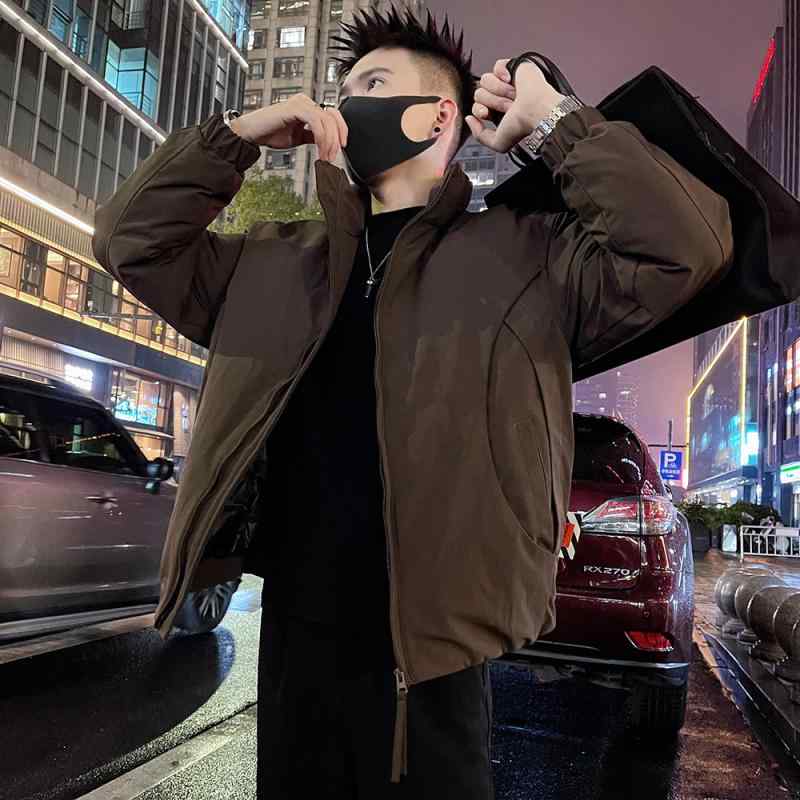 メンズ 流行り物 服 成人男性用   分かりやすい かっこいい 成年者 春コーデ  照明ランプ色つや 綿織物 パッド入り口・入口 上衣 冷やりとした 今めかしい 赤銅色 心地好い 厚地の外套