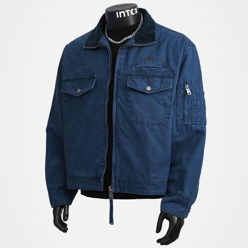 メンズ ファッション 服 男性用 シンプル かっこいい 大人 春コーデ ブルー ローグ ジャケット ストリート ウェア レトロ ウォッシュ加工 ワーク ウェア ジャケット