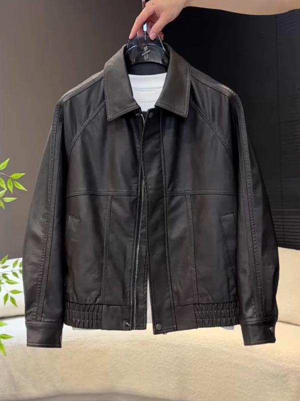 メンズ ファッション 服 男性用 シンプル かっこいい 大人 春コーデ アメリカン PUレザー ジャケット レトロ ハイエンド ウォッシュ加工 PUレザー ジャケット