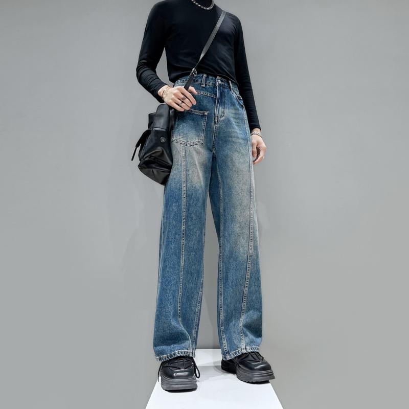メンズ 流行り物 服 成人男性用   分かりやすい かっこいい 成年者 春コーデ  アメリカン レトロ 衣嚢 デニム ゆったり 心地よい 引っ切りない レッグ 立ち会い場レングス ズボン下