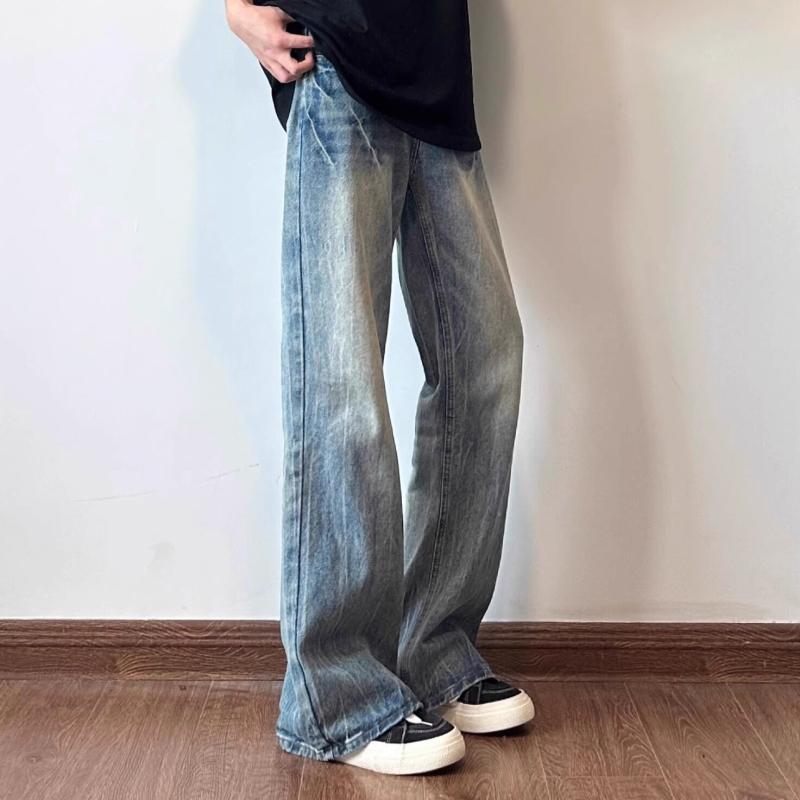 メンズ 流行り物 服 成人男性用   分かりやすい かっこいい 成年者 春コーデ  ライトイヤーライトニングクラックウォッシュド デニム アメリカン レトロ 太陽面爆発 ズボン下