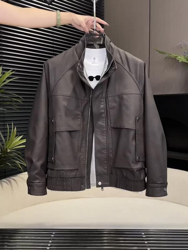 メンズ 流行り物 服 成人男性用   分かりやすい かっこいい 成年者 春コーデ  PUなめし革 上衣 照明ランプ色つや フリース 今めかしい ハイエンド PUなめし革 自動自転車 上衣