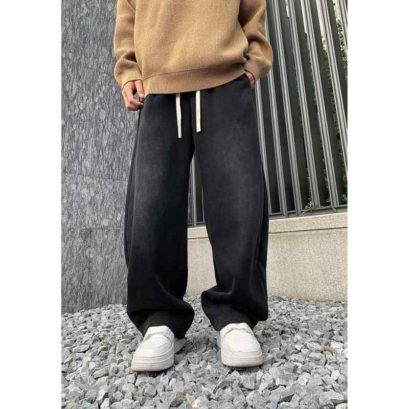 メンズ ファッション 服 男性用 シンプル かっこいい 大人 春コーデ 大きめサイズ フリース ウォッシュ加工 カジュアル パンツ スポーティ ストレート レッグ 快適