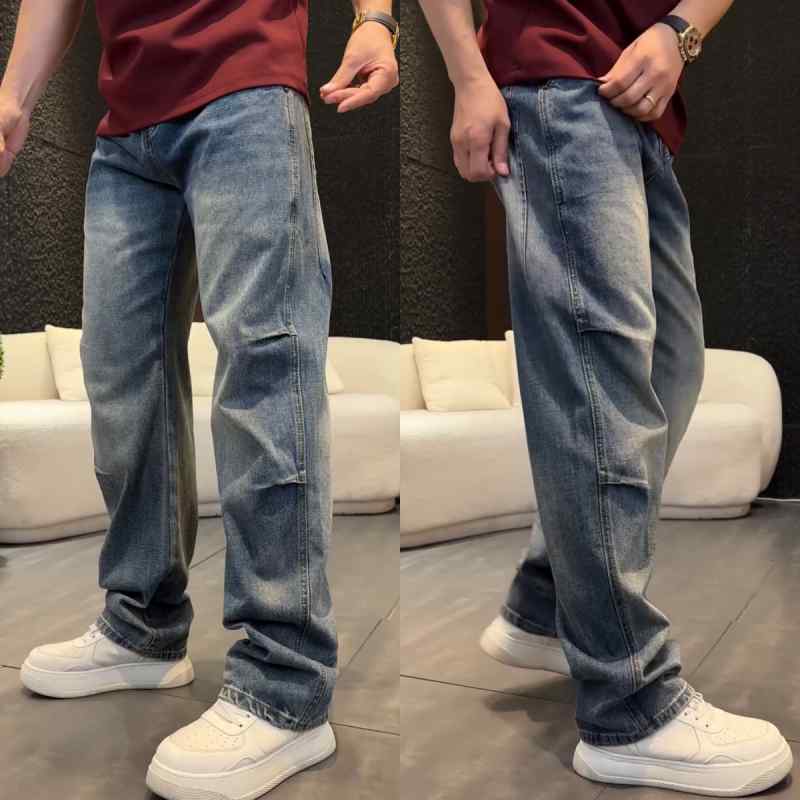 メンズ ファッション 服 男性用 シンプル かっこいい 大人 春コーデ ジーンズ アメリカン ダメージ加工 ストレート レッグ パンツ 快適 カジュアル ロング パンツ