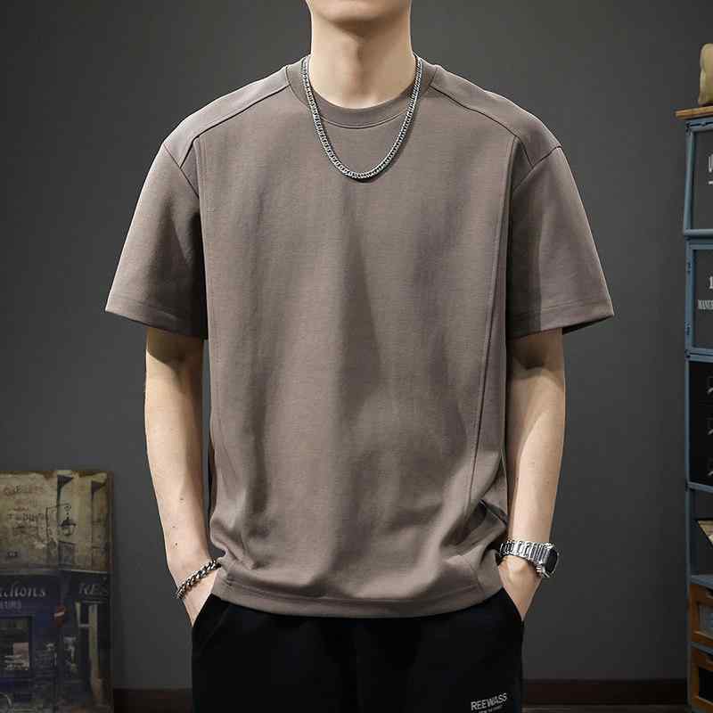 メンズ ファッション 服 男性用 シンプル かっこいい 大人 春コーデ レトロ 半袖 Tシャツ ライン ゆったり ラウンドネック 半袖 Tシャツ