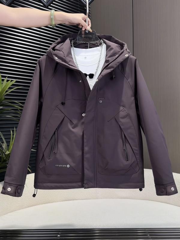 メンズ ファッション 服 男性用 シンプル かっこいい 大人 春コーデ フード付き コットン ジャケット アーバン ワーク ウェア カジュアル ジャケット