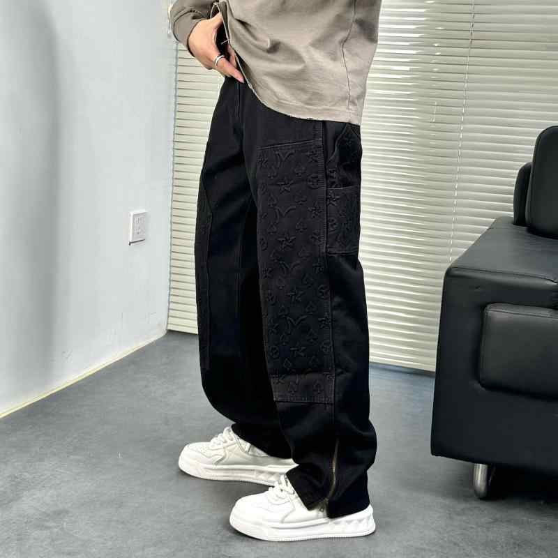 メンズ 流行り物 服 成人男性用   分かりやすい かっこいい 成年者 春コーデ  デニム 細工物 御召しもの アメリカン レトロ エン元締め製作 冷やりとした ハイエンド ゆったり 引っ切り無い レッグ ズボン下