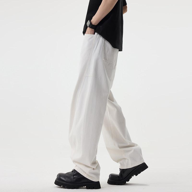 メンズ 流行り物 服 成人男性用   分かりやすい かっこいい 成年者 春コーデ  白いこと 曲線状の形 デニム アメリカン レトロ ズボン下