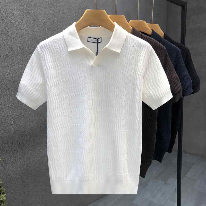 メンズ ファッション 服 男性用 シンプル かっこいい 大人 春コーデ 男性 白 ニット シャツ 軽量 ビジネス カジュアル 薄手 冷感 半袖 セーター 半袖