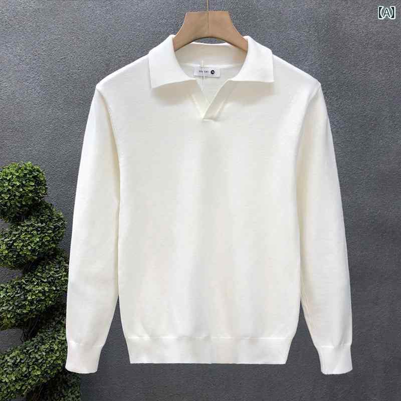 メンズ ファッション 服 男性用 シンプル かっこいい 大人 春コーデ ホワイト ニット セーター ハイエンド ニット ウェア