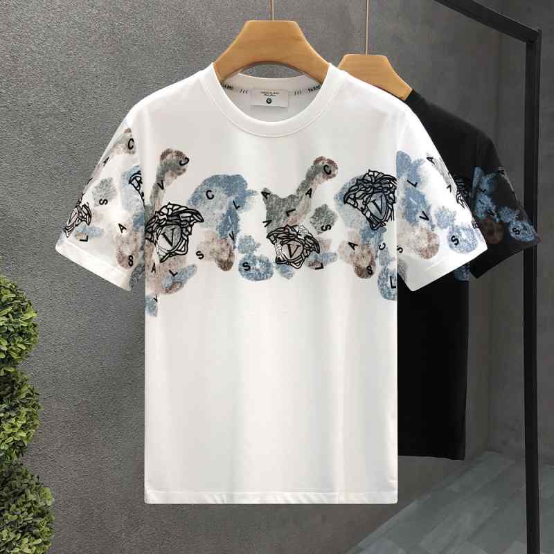 メンズ ファッション 服 男性用 シンプル かっこいい 大人 春コーデ ハイエンド ヨーロピアン 半袖 シャツ クルーネック 花柄 半袖 シャツ