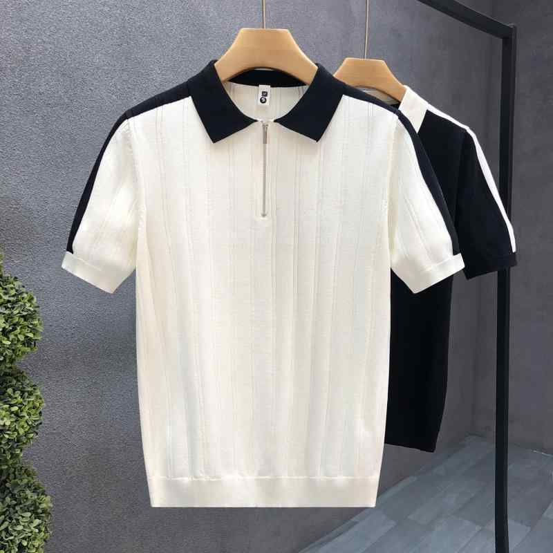 メンズ ファッション 服 男性用 シンプル かっこいい 大人 春コーデ 薄手 通気性 半袖 ニット シャツ カラー ハイエンド 6,474円