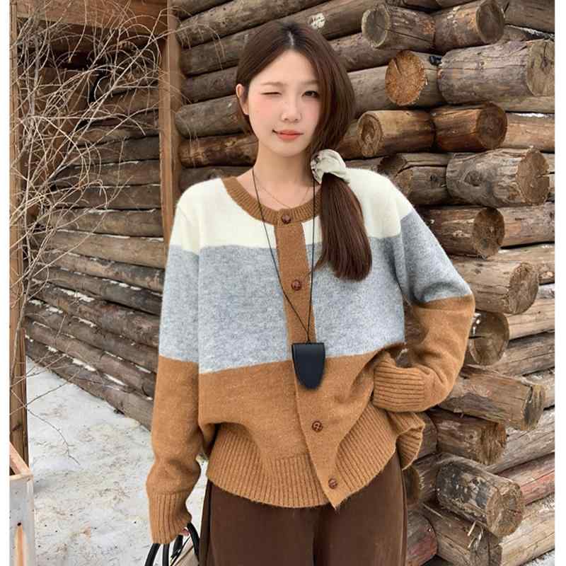色合い 差しつかえる 長袖 ジレー スウェーター お上さん服 レディース ゆったり 填まる カクテルドレスルー 編み物 ジレー トップス アウター