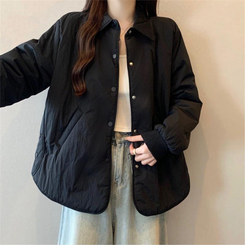 レディース パッド コート ブラック ゆったり フィット スリム 軽量 アウター