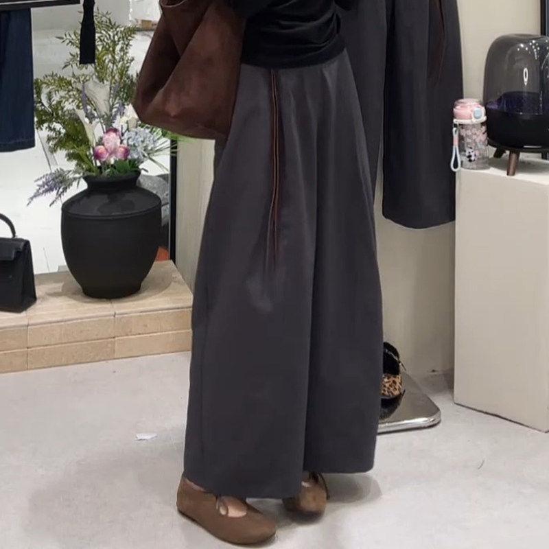 ハイウエスト ゆったり スリム ストレート レッグ レディース カジュアル パンツ 立体裁断 ワイド