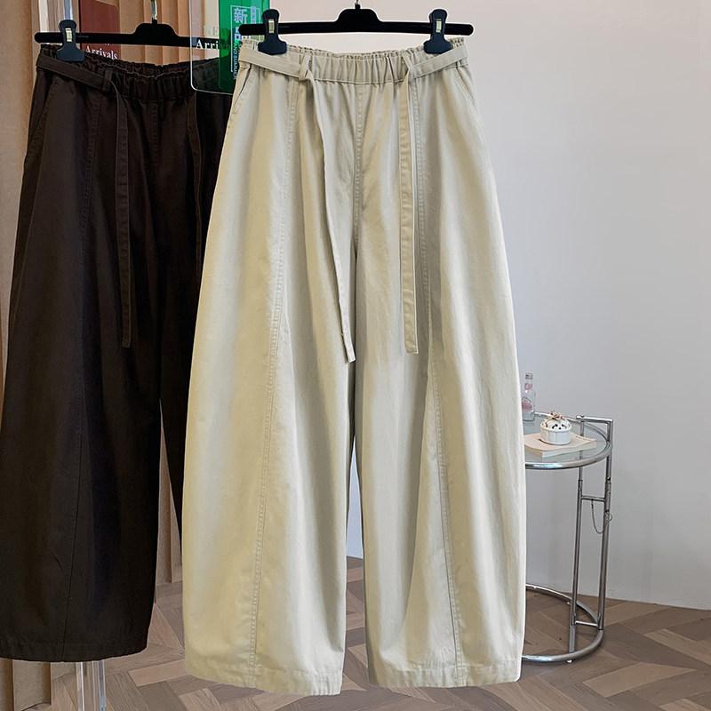 レディース レトロ カジュアル パンツ ゆったり キャロット オールコットン ロング
