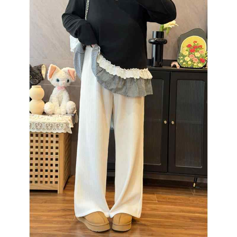 レディース 服 ワイドレッグ ズボン下 着痩せ か細い 好いたらしい スリミング ロング 通い御召しもの
