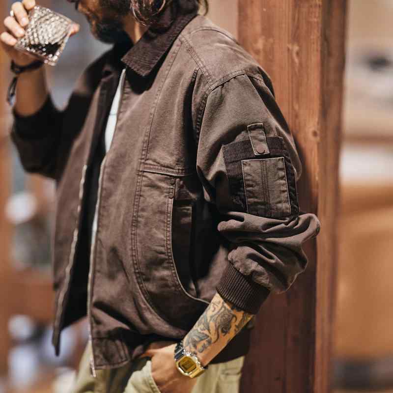 アメリカン レトロ ジャケット メンズ 春 コーデュロイ ワーク ウェア コート