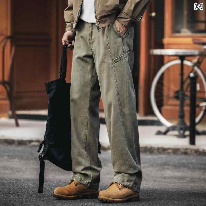アメリカン レトロ ウォッシュ産業 細工物 ズボン下 メンズ 秋 フリース 裏地付き添い人 ゆったり 引っ切りない レッグ 綿織物 心地よい ズボン下