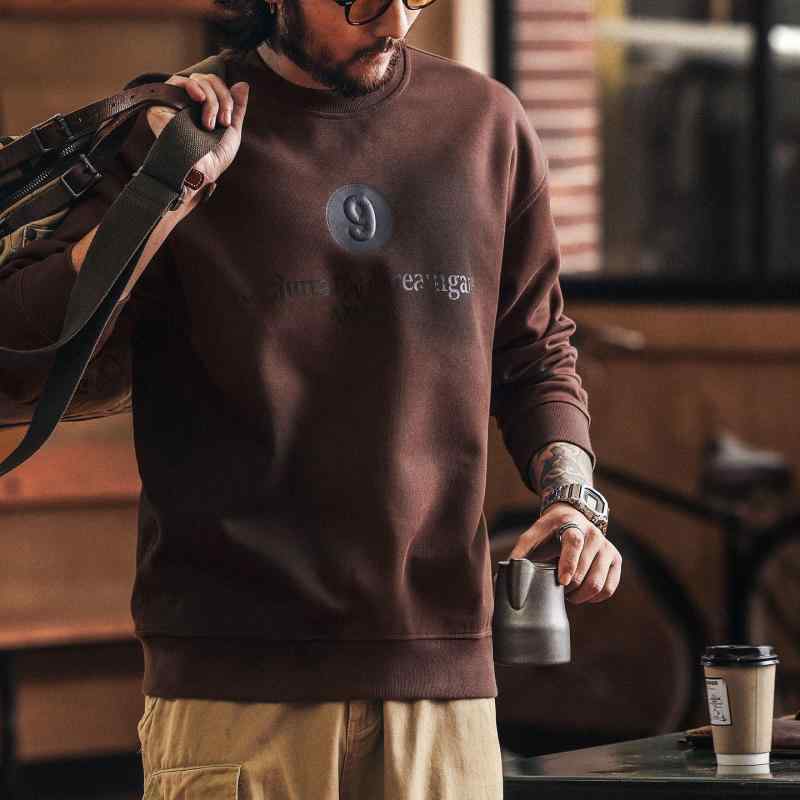 アメリカン レトロ グラデーション ウォッシュ メンズ スウェット シャツ 秋 ストリート カジュアル トップス |リコット