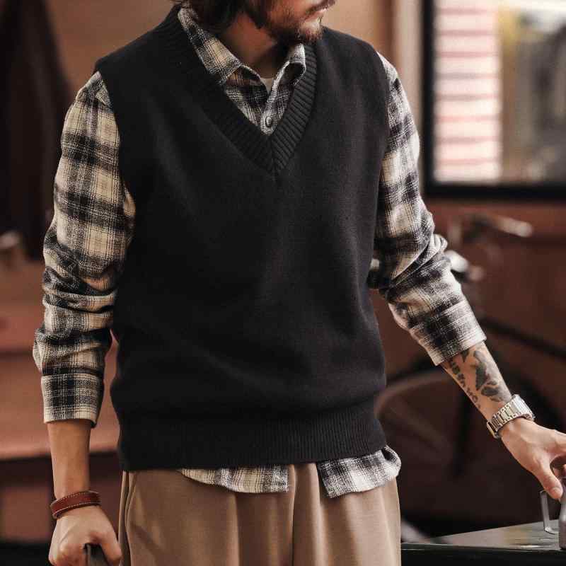 メンズ Vのど首 編み物 より良い 秋 冬 より良い 肩肉 プルオーバー
