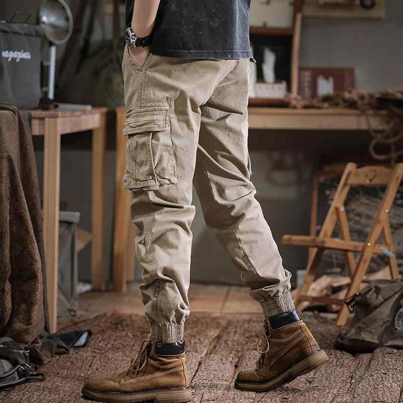 春秋コーデ アメリカン メンズ カーゴ パンツ ゆったり フィット ストレッチ カジュアル パンツ