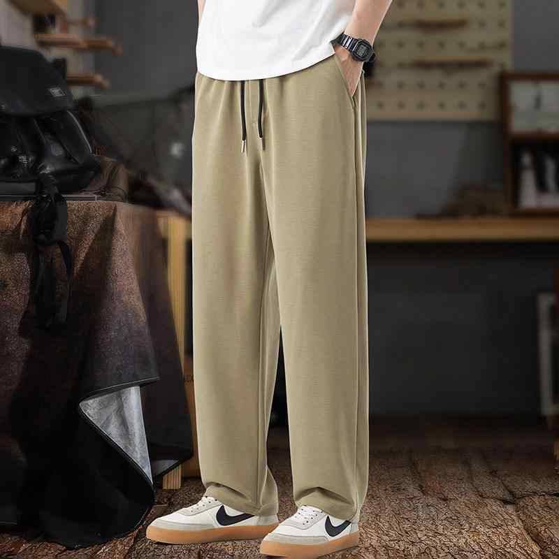 モーダル素材 ストレッチ ウエスト ストレート レッグ パンツ メンズ 秋 アメリカン シンプル ゆったり カジュアル ロング パンツ
